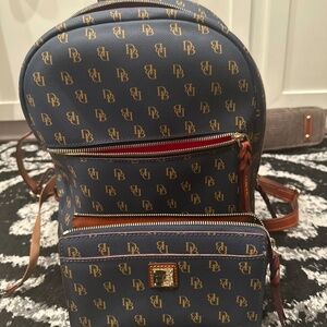 Dooney and Bourke Greta Ronnie Navy backpack with matching wallet